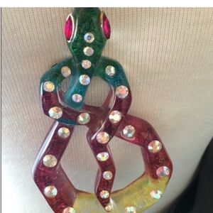 Betsey Johnson Rainbow snake necklace huge Snake rhinestones, and rainbow colors